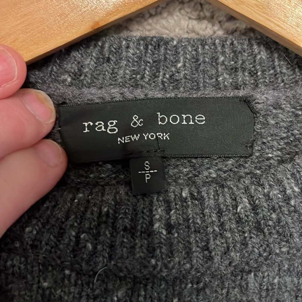 Rag & Bone Donegal Varsity Wool Crew in grey - Picture 10 of 12